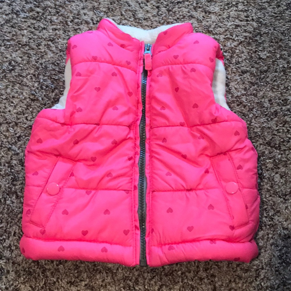 Girls pink heart puffy vest